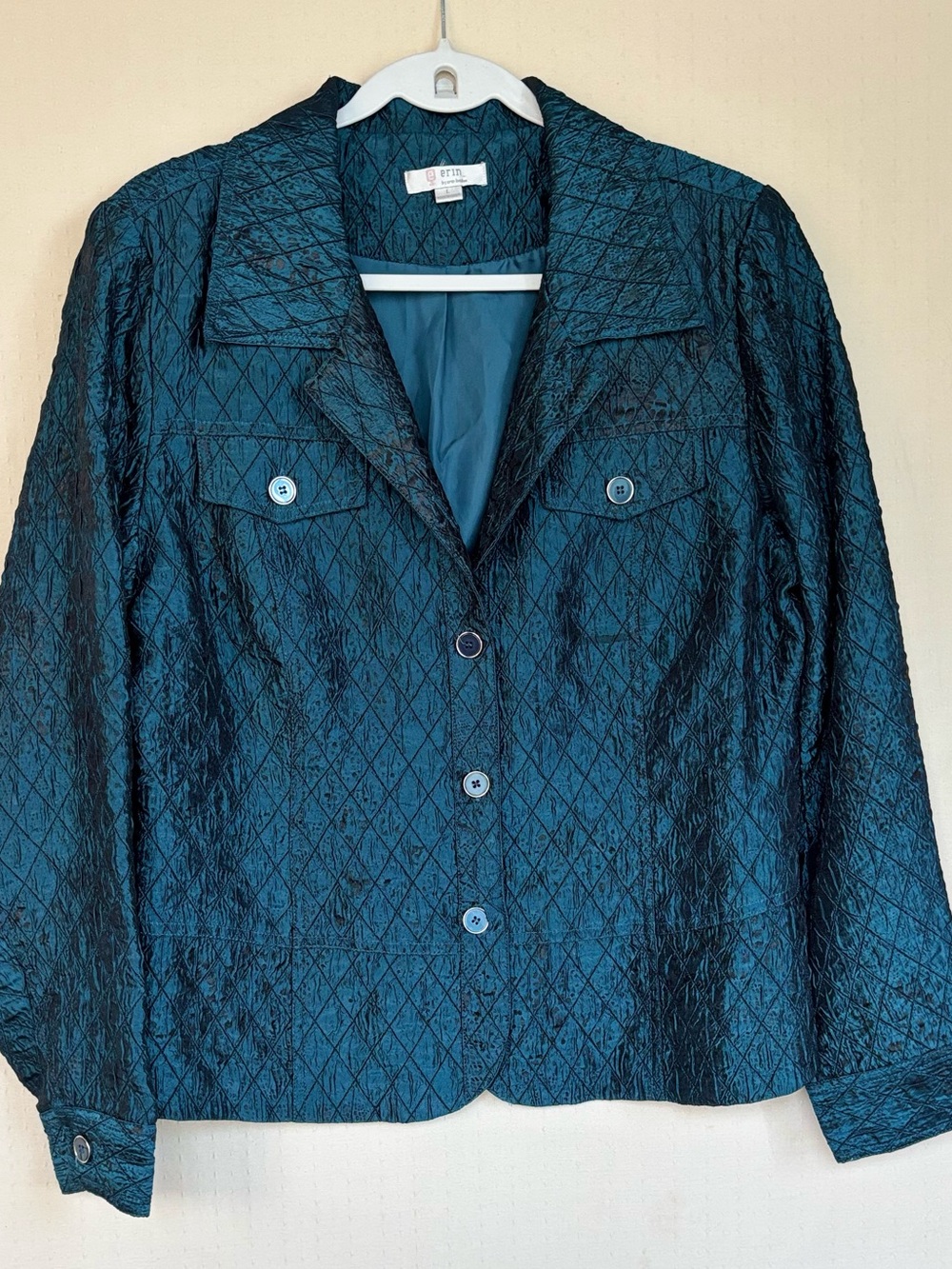 london Teal Quilted Button-Front Jacket